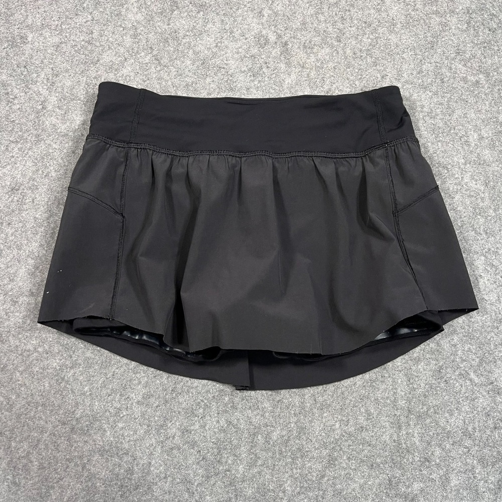 Lululemon Athletica Black Final Lap Lined Activewear Skirt Skort Women's Size 4